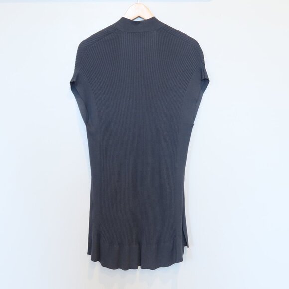 EILEEN FISHER tencel duster cardigan ribbed open front lagenlook OS sleeveless - Picture 2 of 10